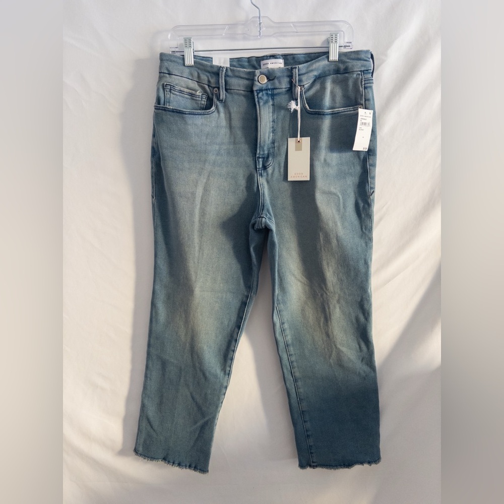 Good American Mid Rise Straight Leg Jeans Size 14 Blue NWT - Picture 4 of 7